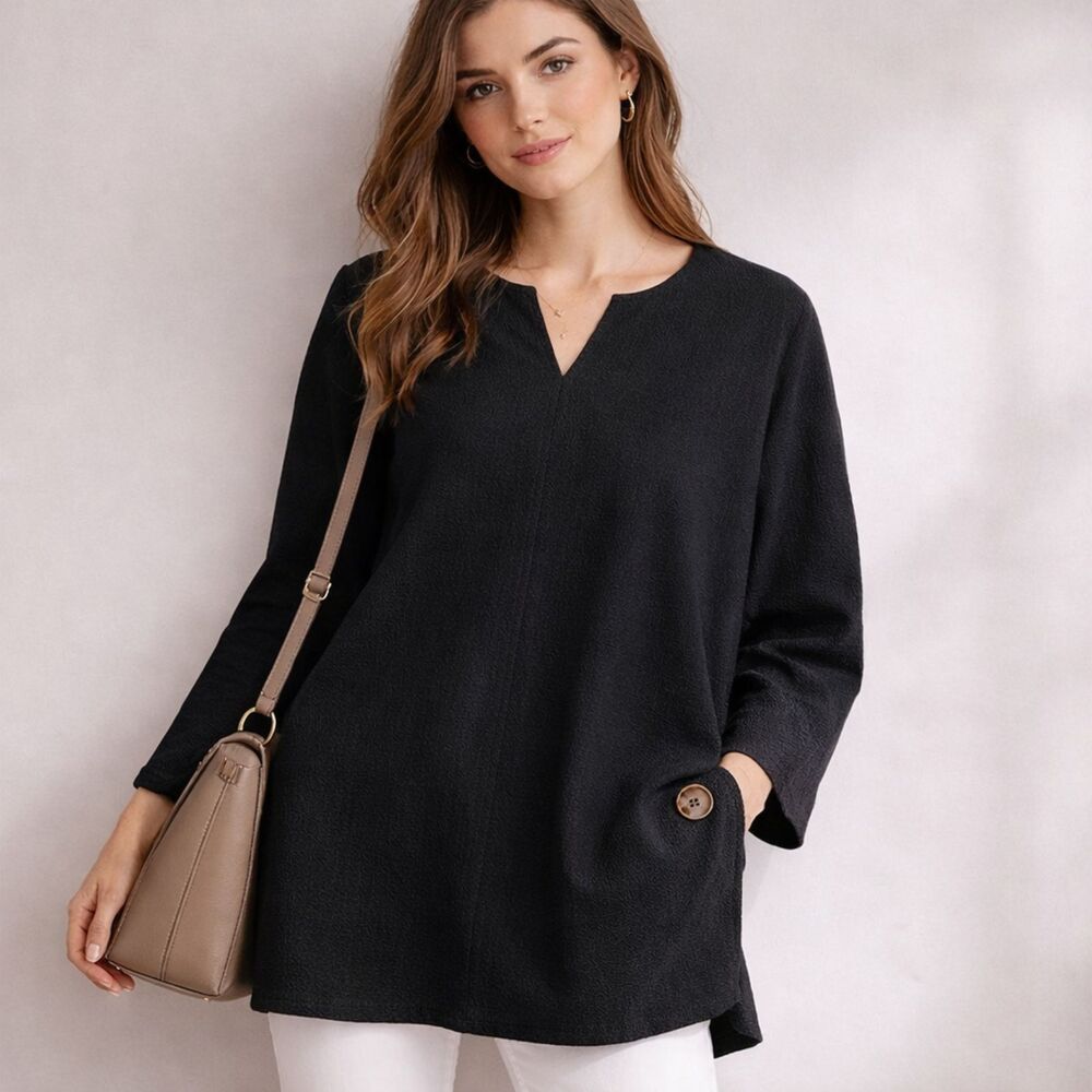 By Malene Birger Black Textured Sweater Size 44 Large Hidden Zip Back